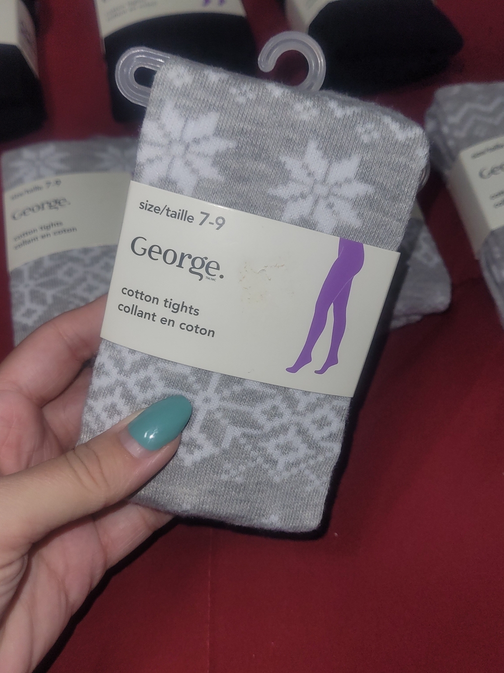 NWT George Cotton Tights 7pc Bundle Girls Size 7-9 Black & Grey - Picture 2 of 7